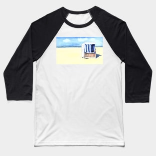 "Sylt" Watercolor Beach Painting Baseball T-Shirt